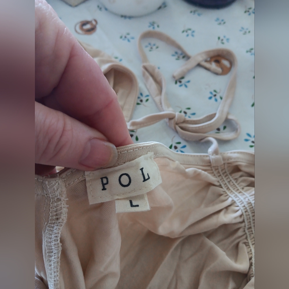 POL Beach Sand Dip Dye Flutter Sleeve Dress NWOT Large Coastal Resortwear Summer - Picture 3 of 6